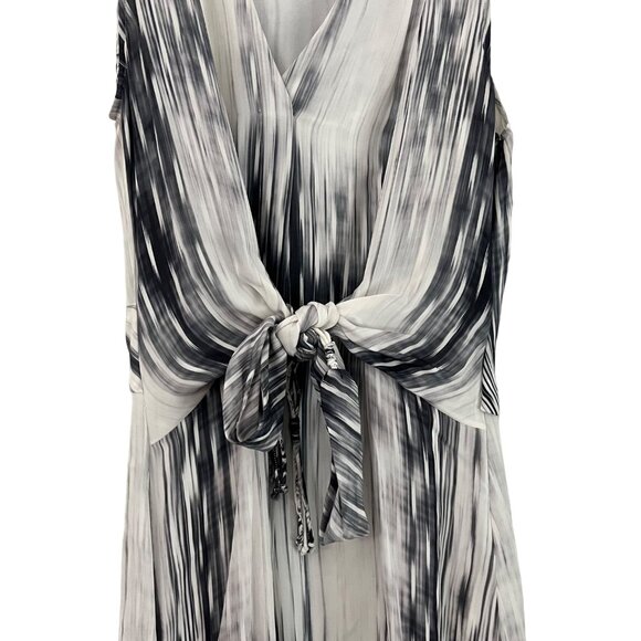 Kobi Halperin Womens Gray White Abstract Sleeveless Knot Silk Midi Dress Sz 10 - Picture 4 of 7